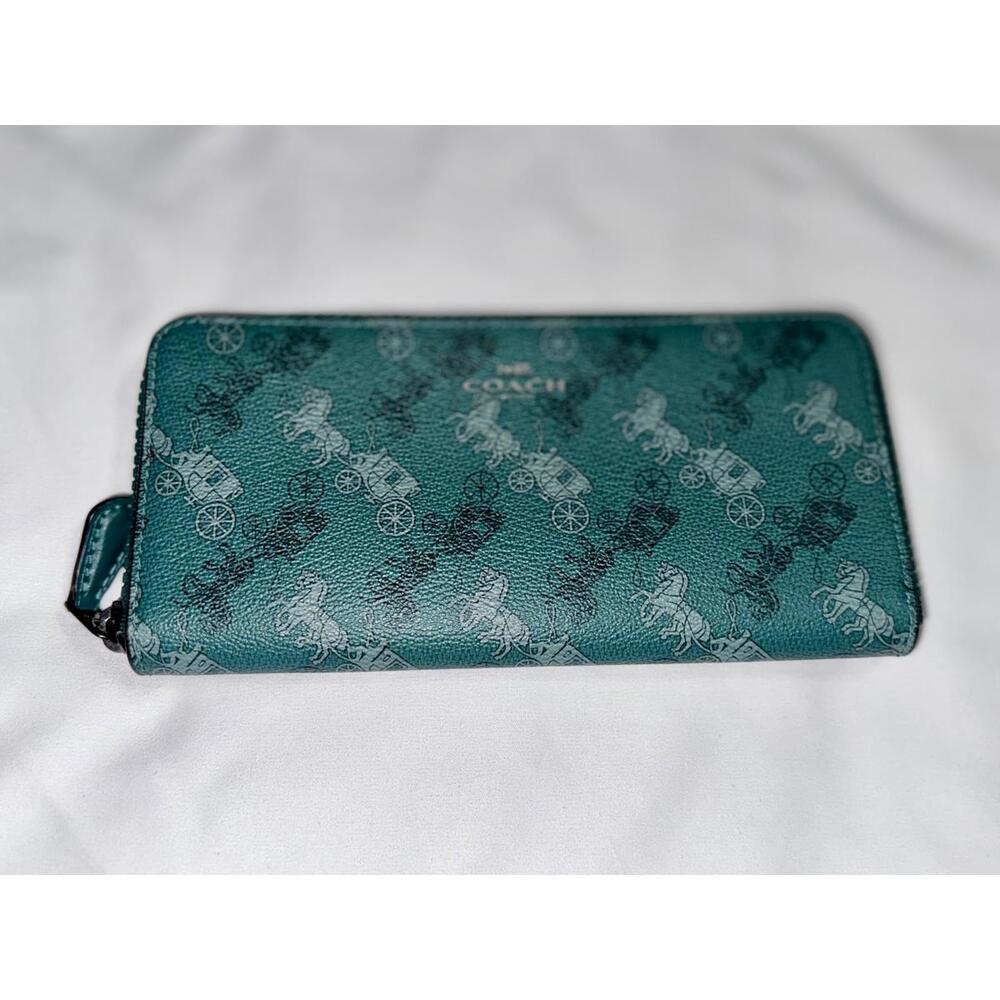 Coach Slim Accordion Zip Wallet With Horse & Carriage Print